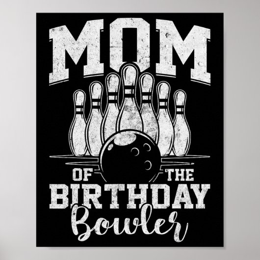 Poster Maman De L'Anniversaire Bowler Bowling Party (Devant)