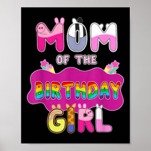 Poster Maman De L'Anniversaire Fille Famille Pig Party Dé