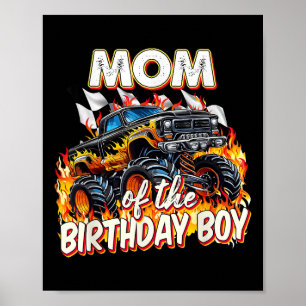 Poster Maman De L'Anniversaire Garçon Monster Camion Anni