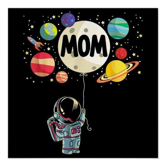 Poster Maman de l'astronaute spatial du garçon d'annivers (Devant)