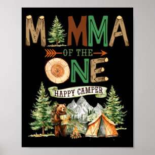 Poster Maman de l'unique campeur heureux 1er anniversaire
