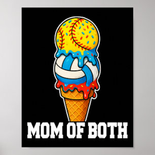 Poster Maman de volley-ball de softball Goutte de glace É