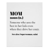 Poster Maman Définition Mot Noun Cadeau Fête des mères (Devant)
