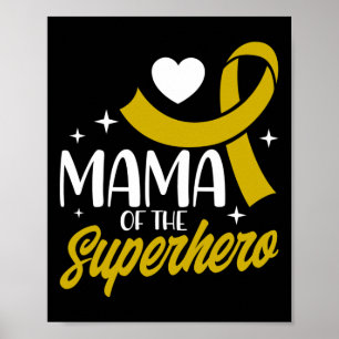 Poster Maman Du Cancer De L'Enfance D'Un Ruban Superhéros