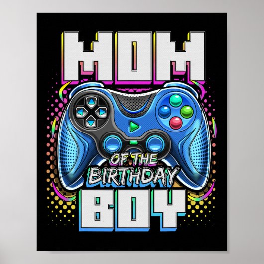 Poster Maman du garçon d'anniversaire correspondant jeu v (Devant)