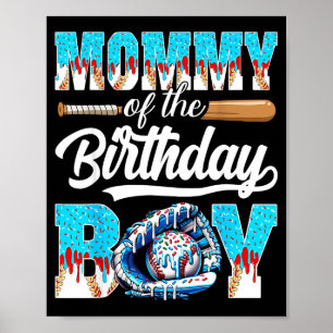 Poster Maman du garçon d'anniversaire glace de baseball q
