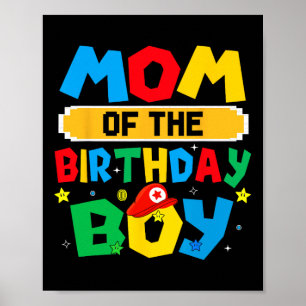 Poster Maman du garçon d'anniversaire jeu vidéo de jeu co