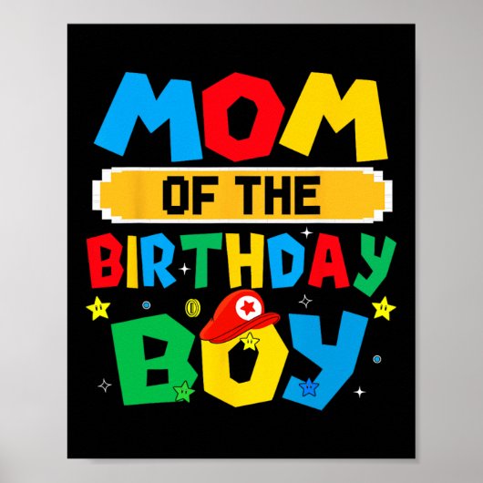 Poster Maman du garçon d'anniversaire jeu vidéo de jeu co (Devant)
