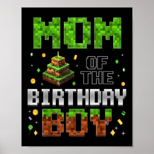 Poster Maman du garçon d'anniversaire tenue de famille as