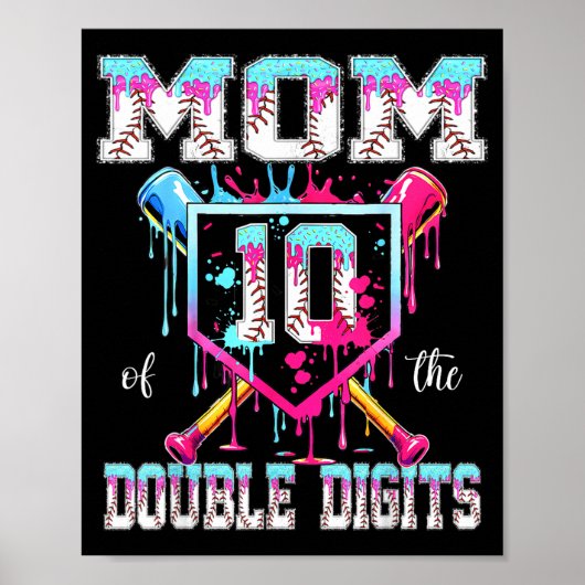 Poster Maman du garçon de 10 ans à l'anniversaire à doubl (Devant)