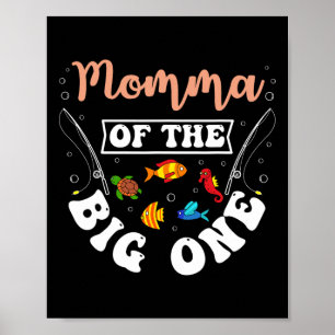 Poster Maman du gros poisson d'anniversaire de fête de pê