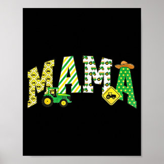Poster Maman du tracteur de garçon d'anniversaire camions