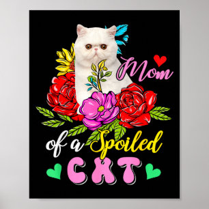 Poster Maman d'un chat gâté mignon floral fête des mèresM