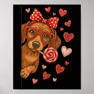 Poster Maman d'un teckel de la Saint-Valentin Mignon chio
