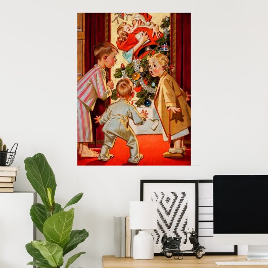 Poster Maman embrasse le Père Noël (Bureau à domicile)