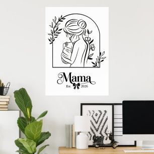 Poster Maman Est, premier jour de la fête des mères éléga
