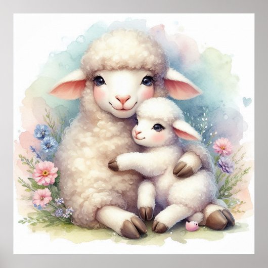 Poster Maman et agneau (Devant)