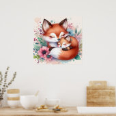 Poster Maman et Baby Fox (Cuisine)