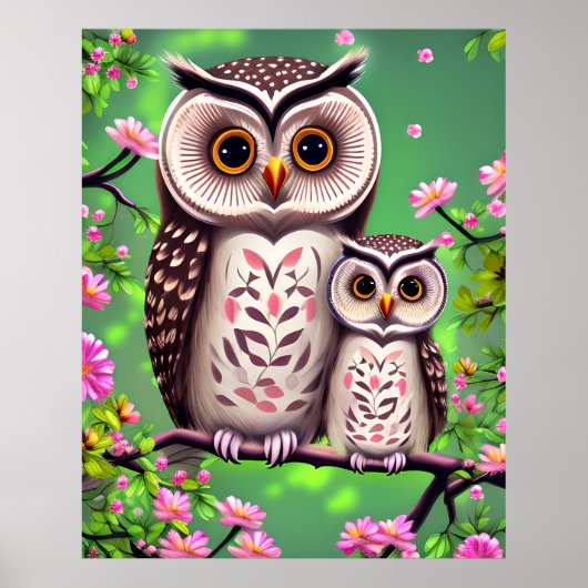Poster Maman et Baby Owl (Devant)