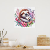 Poster Maman et Baby Sloth (Cuisine)
