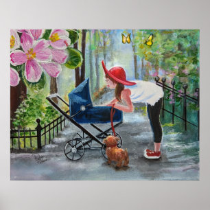 Poster Maman et bébé.. Balade dans le parc