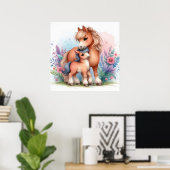 Poster Maman et bébé cheval (Bureau à domicile)