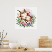 Poster Maman et bébé chèvre (Cuisine)