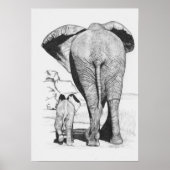 Poster Maman et bébé éléphant (Devant)