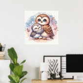 Poster Maman et bébé hibou (Bureau à domicile)