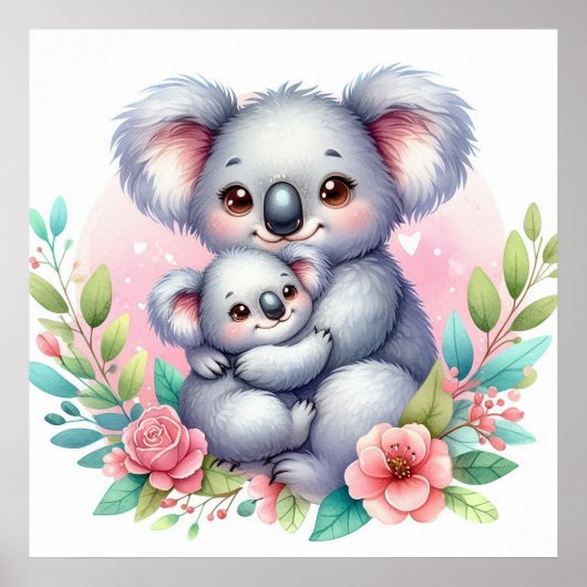 Poster Maman et bébé koala (Devant)