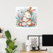 Poster Maman et bébé lapin (Bureau à domicile)
