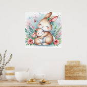 Poster Maman et bébé lapin (Cuisine)