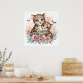Poster Maman et bébé léopard (Cuisine)