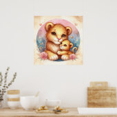 Poster Maman et bébé lion (Cuisine)