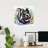 Poster Maman et bébé mouffette (Bureau à domicile)