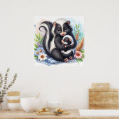 Poster Maman et bébé mouffette (Cuisine)