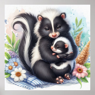 Poster Maman et bébé mouffette
