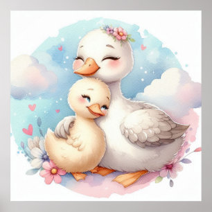 Poster Maman et bébé oie