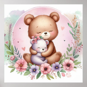 Poster Maman et bébé ours