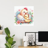 Poster Maman et Bébé poulet (Bureau à domicile)