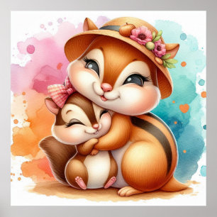 Poster Maman et bébé tamia
