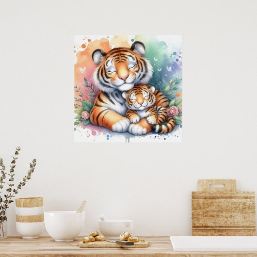 Poster Maman et bébé tigre (Cuisine)