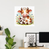 Poster Maman et bébé vache (Bureau à domicile)