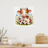 Poster Maman et bébé vache (Cuisine)
