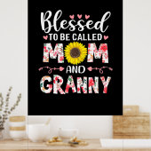 Poster Maman Et Granny Floral Anniversaire (Cuisine)