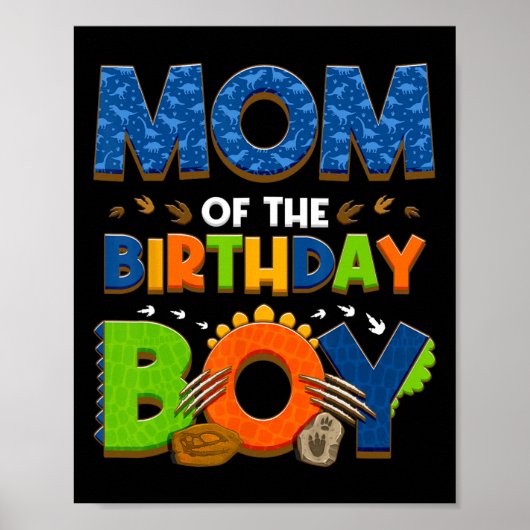 Poster Maman Et Papa De L'Anniversaire Garçon Dinosaur Fa (Devant)