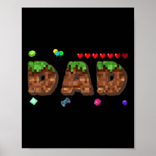 Poster Maman et papa du garçon d'anniversaire Pixel Game 
