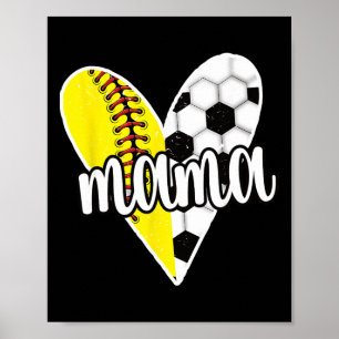 Poster Maman fière de footballeur softball Joueuse Ll Mam