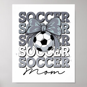 Poster Maman footballeuse groovy coquette bow football _1
