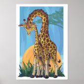 Poster Maman girafe et bébé (Devant)